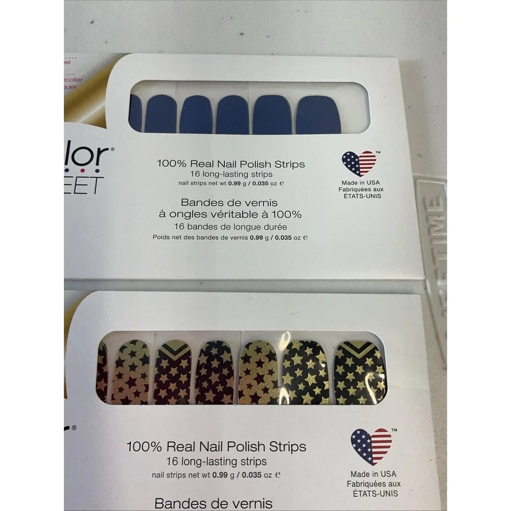 Color Street 100%‎ Real Nail Polish Strips - Lot of 4 NEW french, Gold, purple